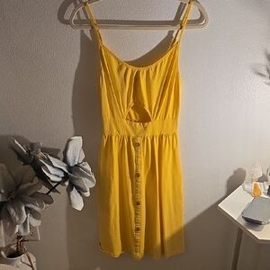 Vibrant Yellow Button-Front Mini Dress